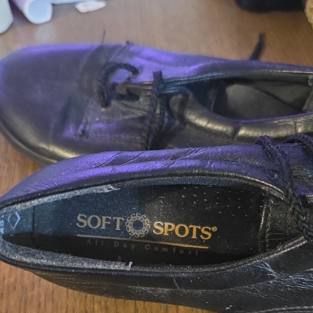 Softspots Women's Black Lace-Up Shoes - Picture 4 of 6